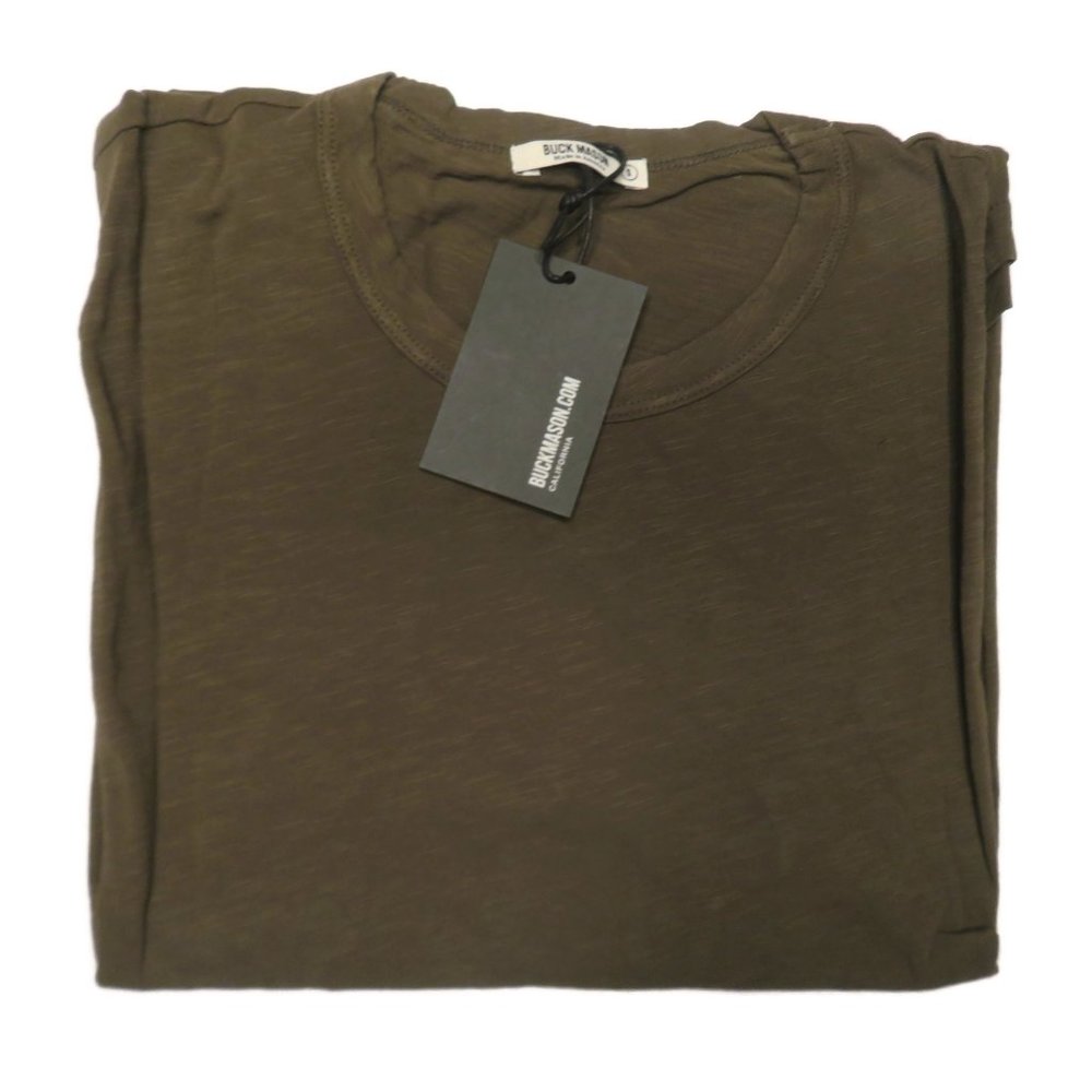 Buck Mason Mens Resin Slub T-Shirt Curved Hem L/S - Picture 5 of 10